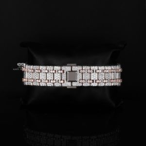 Rose Gold Tone Arabic Dial Luxury Full Iced Out Moissanite Diamond Watch
