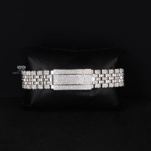 White Tone Roman Dial Luxury Full Iced Out Moissanite Diamond Watch