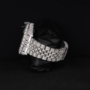 White Tone Roman Dial Luxury Full Iced Out Moissanite Diamond Watch