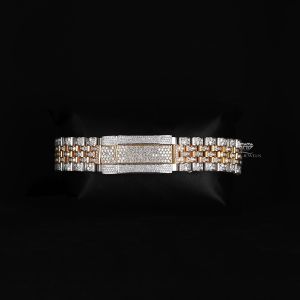 Two Tone Gold Silver Roman Dial Luxury Full Iced Out Moissanite Diamond Watch