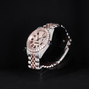 White &AMP; Rose Tone Luxury Full Iced Out Moissanite Diamond Watch