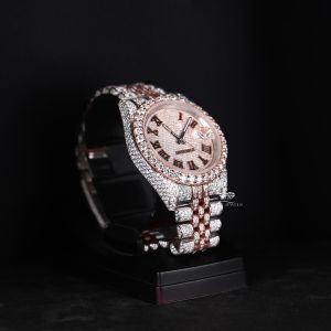 White &AMP; Rose Tone Luxury Full Iced Out Moissanite Diamond Watch