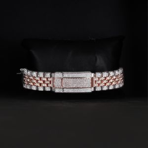 White &AMP; Rose Tone Luxury Full Iced Out Moissanite Diamond Watch