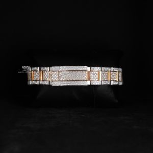 White Yellow Tone Roman Dial Luxury Full Iced Out Moissanite Diamond Watch