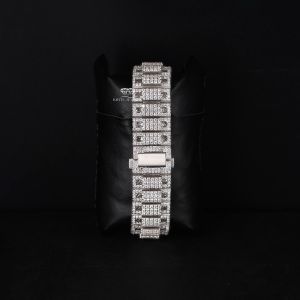 White Tone Square Rainbow Full Iced Out Moissanite Diamond Watch