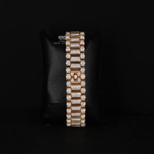 Ice Blue Dial Yellow Tone Iced Out Moissanite Diamond Watch