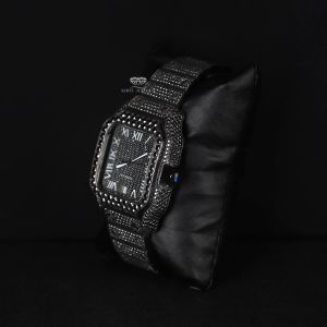 Square Case Iced Bezel Black Moissanite Diamond Watch