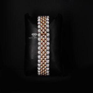 White Yellow Tone  Arabic Dial Iced Out Moissanite Diamond Watch