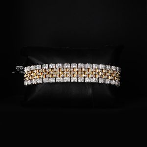 White Yellow Tone  Arabic Dial Iced Out Moissanite Diamond Watch