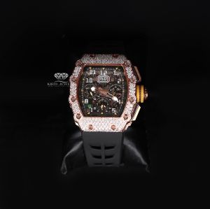 Rose Gold Tone Iced Out Moissanite Diamond Watch