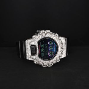 Sport Style Shock Resistant Iced Out Moissanite Diamond Digital Watch