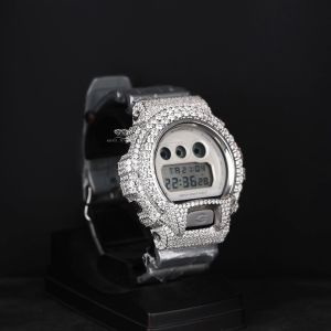 White Tone  Full Pave Quartz Iced Out Diamond Digital Watch