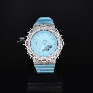Ice Blue Dial Analog Digital Quartz Diamond Watch