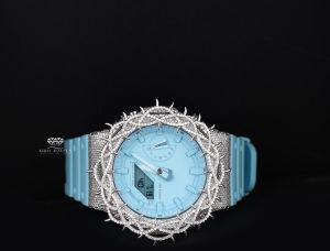 Ice Blue Dial Analog Digital Quartz Diamond Watch