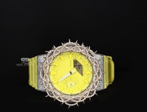 Neon Yellow Dial  Analog Digital Quartz Diamond Watch
