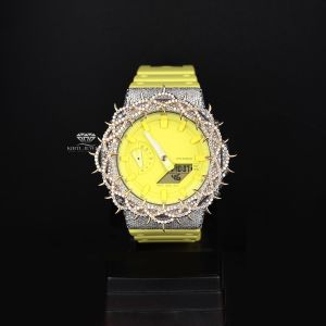 Neon Yellow Dial  Analog Digital Quartz Diamond Watch