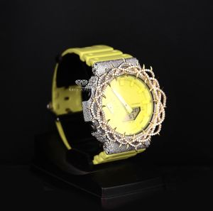 Neon Yellow Dial  Analog Digital Quartz Diamond Watch