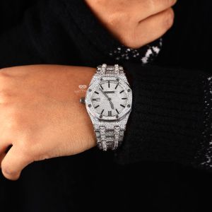 PavÉ Stainless Steel Bracelet Octagonal Full Diamond Watch