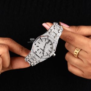 PavÉ Stainless Steel Bracelet Octagonal Full Diamond Watch