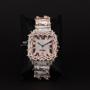 Thorn Bezel Design Square Rose Gold Roman Dial Quartz Wrist Watch