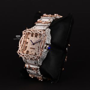 Thorn Bezel Design Square Rose Gold Roman Dial Quartz Wrist Watch