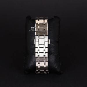 White Tone Iced Out Octagonal Skeleton Automatic Quartz Wrist Watch