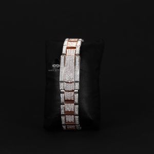PavÉ Stainless Steel Bracelet  Two Tone Brown Dial  Diamond Watch