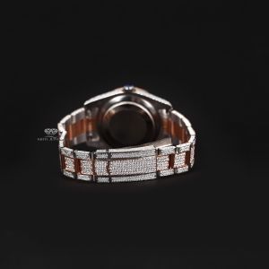 PavÉ Stainless Steel Bracelet  Two Tone Brown Dial  Diamond Watch