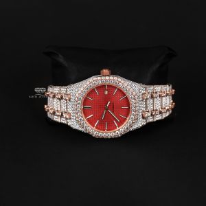 Rose Gold Diamond Automatic Mechanical Quartz Wrist Watch