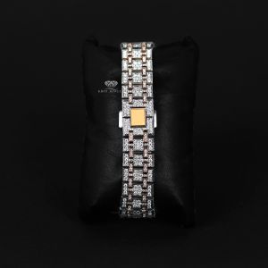 Round Red Dial Two Tone  Rose Gold Diamond Quartz Wrist Watch