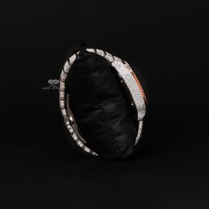 White and Rose Tone Luxury Iced Out Square Rainbow Roman Dial Quartz Watch