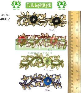 3D Handmade Leaf Vine Sequin Embroidery Badge Strip