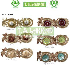 3D Handmade Sequin Oval Floral Embroidery Badge Pair