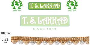 Dual Tone Beaded Drop Decorative Border Lace Trim