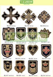 Golden Zari Embroidered Crest & Cross Designer Badge