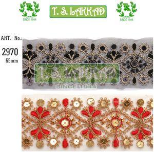 Mirror Sequin Floral Embroidery Border Lace Trim