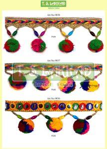 Multicolor POM POM Beaded Fringe Border Lace Trim