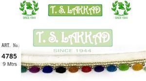 Multicolor Stone Beaded Chain Border Lace Trim