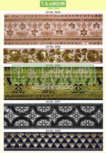 Ornate Sequin Embroidered Lace Border Trim