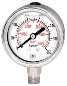 Solid Front Case Liquid Fillable Pressure Gauge