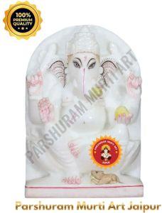 Hand Carved White Marble Ganesh Murti
