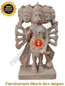 Red Stone Panchamukhi Hanuman Murti