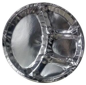 Four Compartment Silver Paper Plates