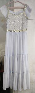 White Sequin Embellished Gown