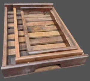 3 Piece Wooden Serving Tray Set