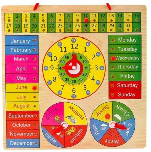 Multi Clock Calander Board Wooden Educational Toy