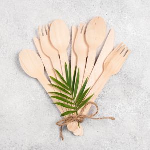 Eco Wooden Fork Spoon Knife Set