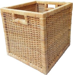 Square Wicker Storage Basket with Handles