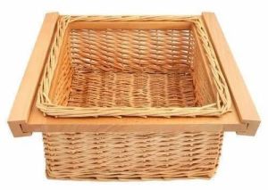 Wooden Frame Wicker Drawer Basket