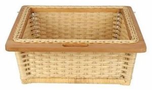 Wooden Frame Wicker Organizer Basket